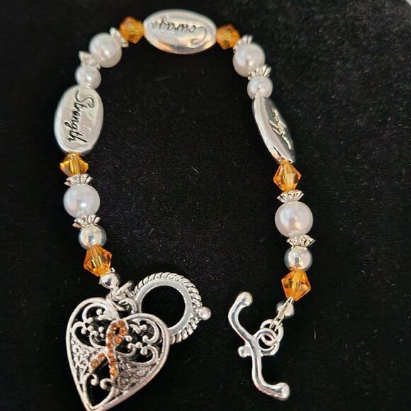 Multiple Sclerosis Awareness Bracelet Sterling Silver Plated MS - Picture 7 of 9